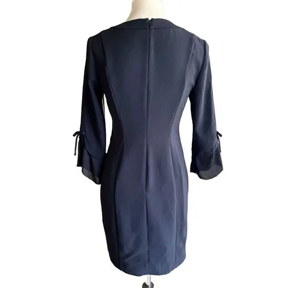 Chelsea28 Womens Black Ruffle Sleeve Bateau neck Shift Dress Size XS - Picture 13 of 16